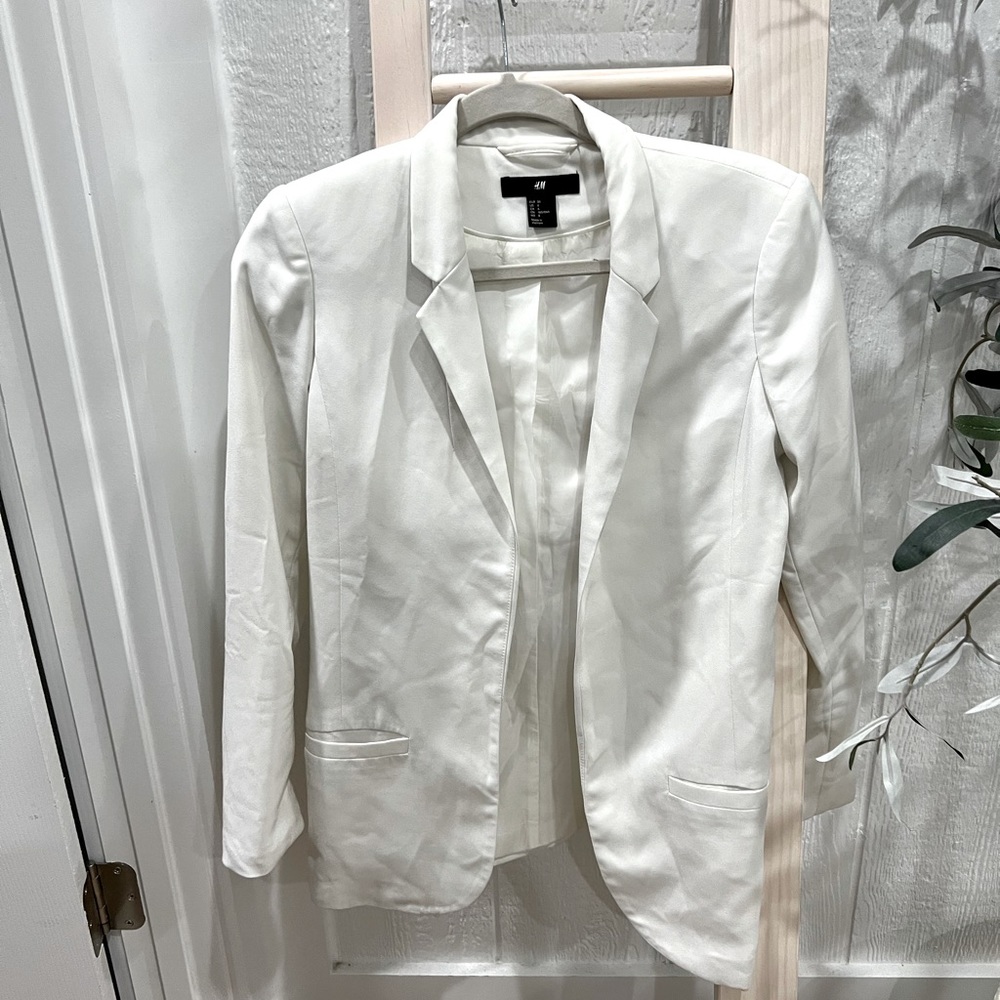 White H&M fitted blazer womens